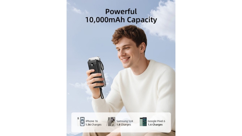 Pin sạc dự phòng Innostyle 10.000 mAh 22.5W PowerGo MultiCharge tích hợp cáp sạc-IP20MCBLK-7