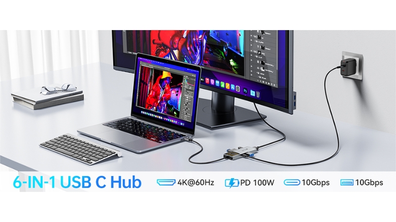 Hub chuyển đổi Type-C Mazer 6 in 1 Ai InfiniteHub Ultra-M-Ai-Hub71-GY-6