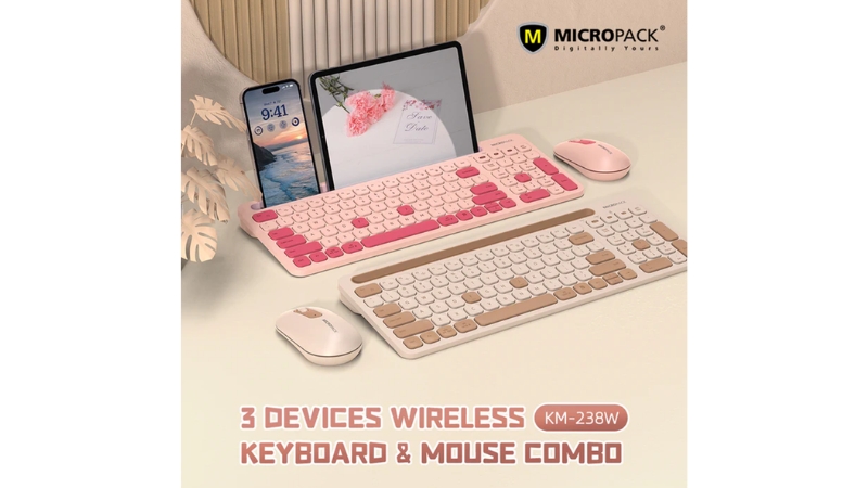 Bộ bàn phím chuột Bluetooth MicroPack Lifestyle KM-238W-KM-238W-EN-PM-9