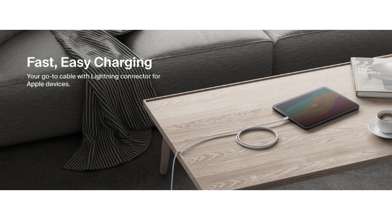 Cáp Type-C to Lightning Belkin 30W 1M bọc dù-CAA022fq1MWH-6