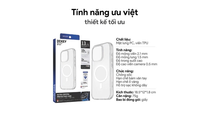 Ốp lưng MagSafe iPhone 17 Pro Max Dekey Magic Cover Ultral Crystal-8936214496334-3