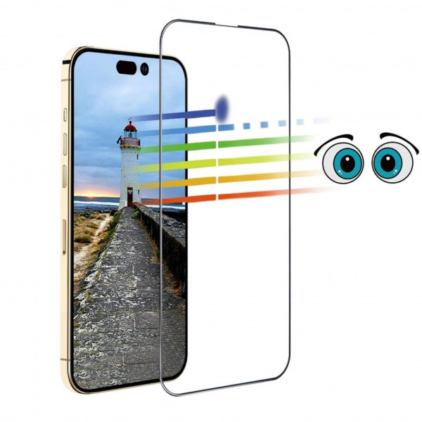 Cường lực chống ánh sáng xanh iPhone 14 13 13 Pro ANANK (viền đen)