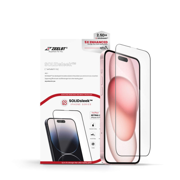 Cường lực iPhone 15 Plus Zeelot Solidsleek Retina Clear
