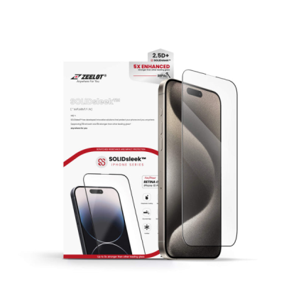 Cường lực iPhone 15 Pro Max Zeelot Solidsleek Retina Clear
