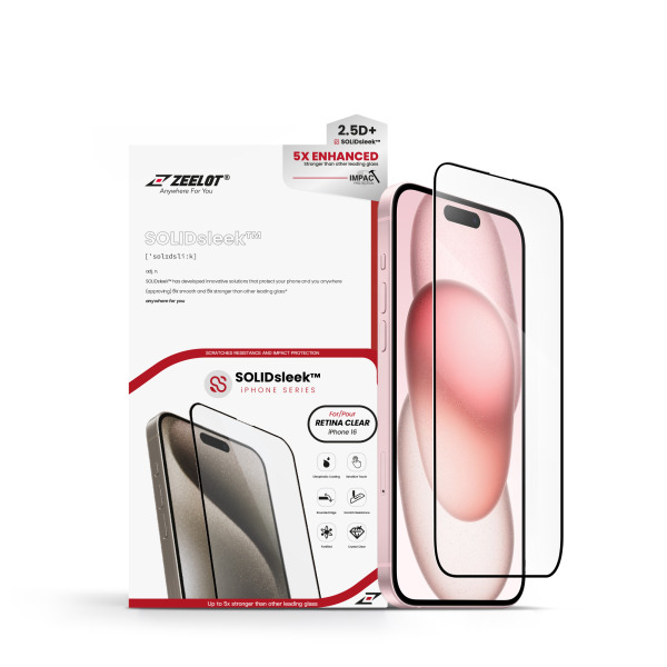 Cường lực iPhone 16 Plus 15 Plus Zeelot Solidsleek Retina Clear