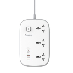 Ổ điện đa năng Energizer 3AC kèm 2 x USB-A và 2 x Type-C sạc nhanh PD (Max 65W)