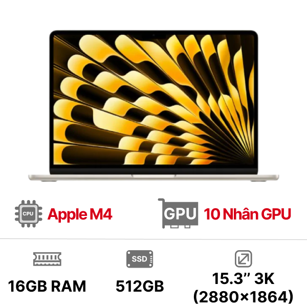 MacBook Air M4 15 inch 10GPU 10CPU 16GB 512GB - Chính Hãng VN