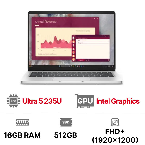 Laptop Dell Pro 14 PC14250 PC14250-235U-16512W (Ultra 5 235U|16GB|512GB|OB|14 inch FHD+|Win11 Pro)