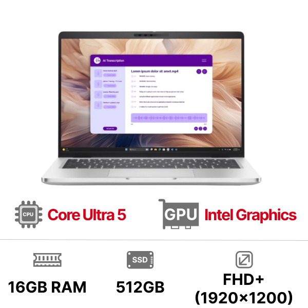 Laptop DELL Pro 14 Plus PB14250 (Ultra 5-236V|16GB|512GB|14 inch FHD+|OB|WIN 11 HOME)