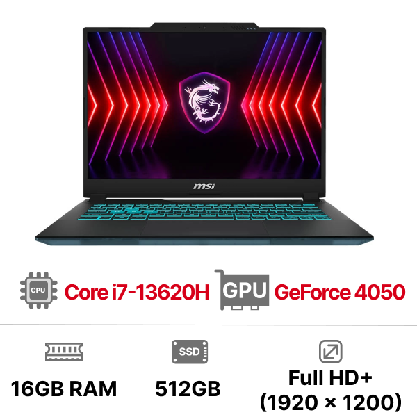 Laptop Gaming MSI Cyborg 14 A13VE-090VN (i7-13620H, RTX 4050 6GB, RAM 16GB DDR5, SSD 512GB, 14 Inch IPS FHD+ 144Hz 100% sRGB)