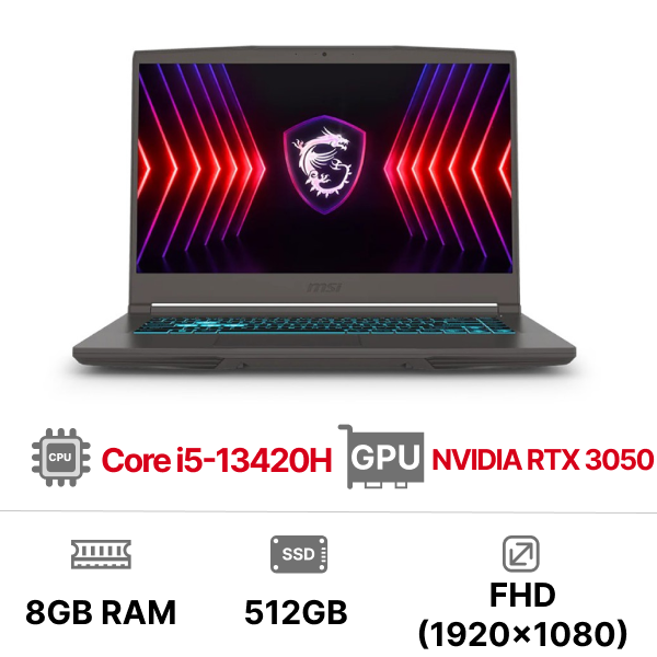 Laptop MSI Thin 15 B13UC-3247VN (i5-13420H| 8GB| 512GB| RTX3050 4GB| 15.6 FHD| Win11)