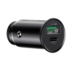 Tẩu sạc Oto 2 cổng Baseus Circular Metal USB-A + Type-C 30W PPS